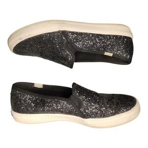 Keds‎ Kate Spade Double Decker Sneakers Womens 6.5 Black Sparkly Slip On WF60096
